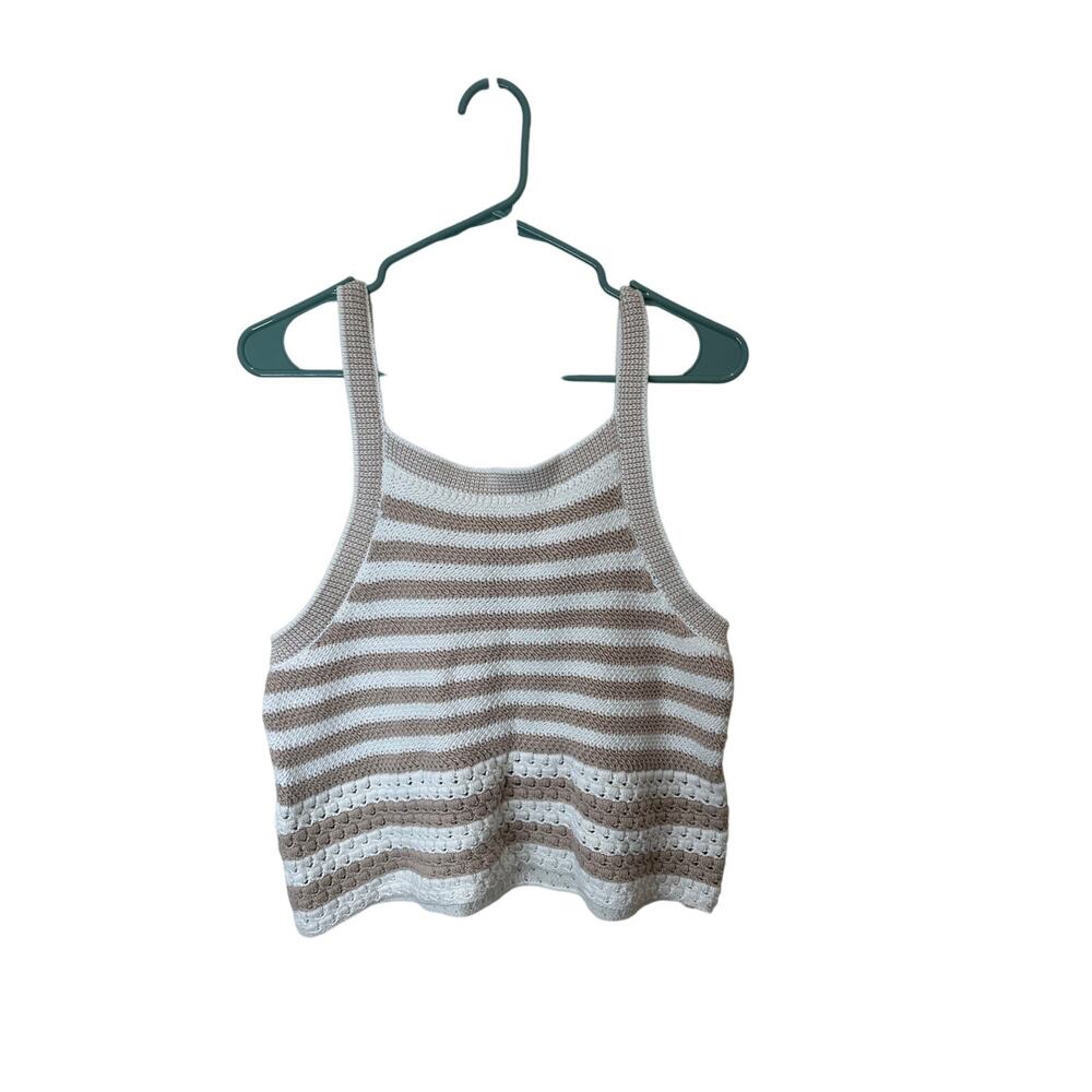House of Harlow 1960 NWT Knit Tank Top Sweater Sz M Brown White Cotton Blend